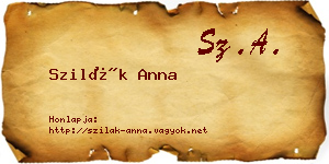 Szilák Anna névjegykártya
