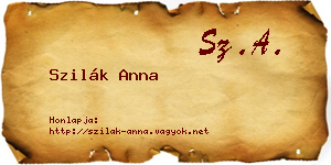 Szilák Anna névjegykártya